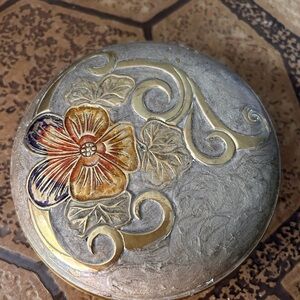Jewelry box Floral Art Piece with Gold Accents metal